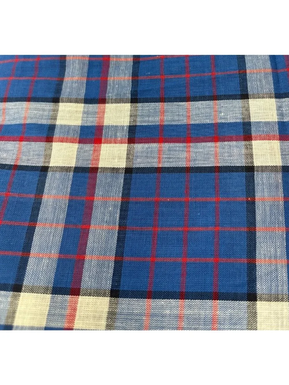 Blue Plaid Cotton Fabric 1/2 yard x 36